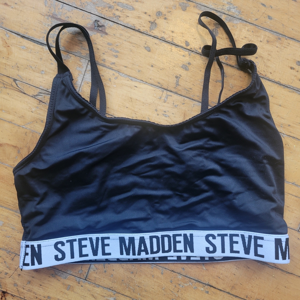 Steve Madden Black Bralette with Logo Band